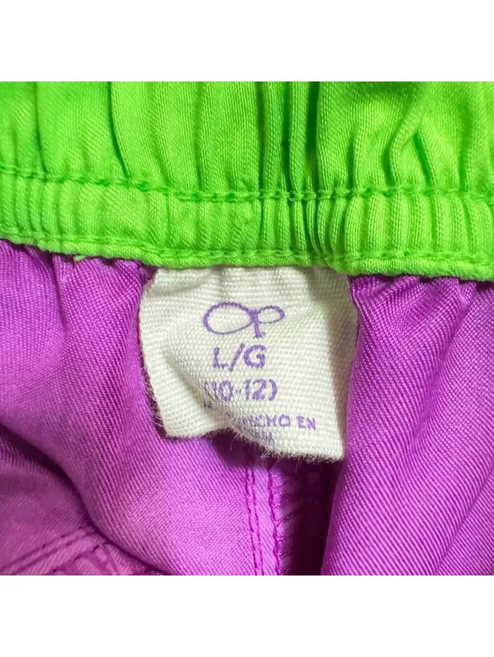 Op Purple And Green Shorts Girl's Size Large